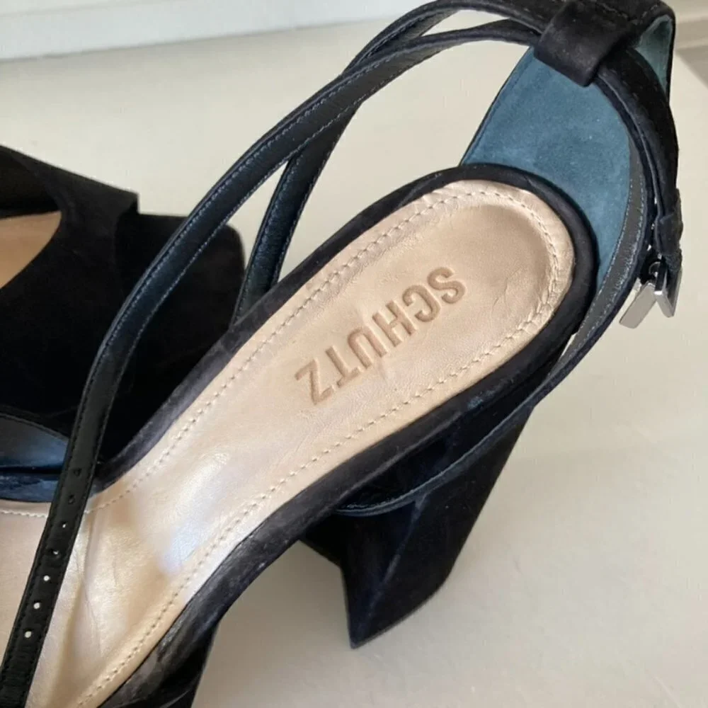 NWOT Schutz Free People Aryia Black Suede Platforms Sz 10